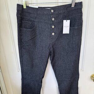 High Waist Dark/Black Button Down Skinny Jeans